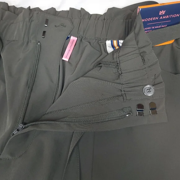 Modern Ambition Pants OLIVE Tie-Front Tapered Leg Pockets Elastic Waist Sz 2XL - Picture 11 of 16